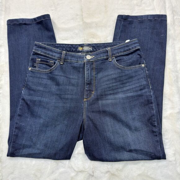 Lee Relaxed Fit Straight Leg Jeans Womens Size 12 Mid Rise Stretch Blue - Picture 5 of 16